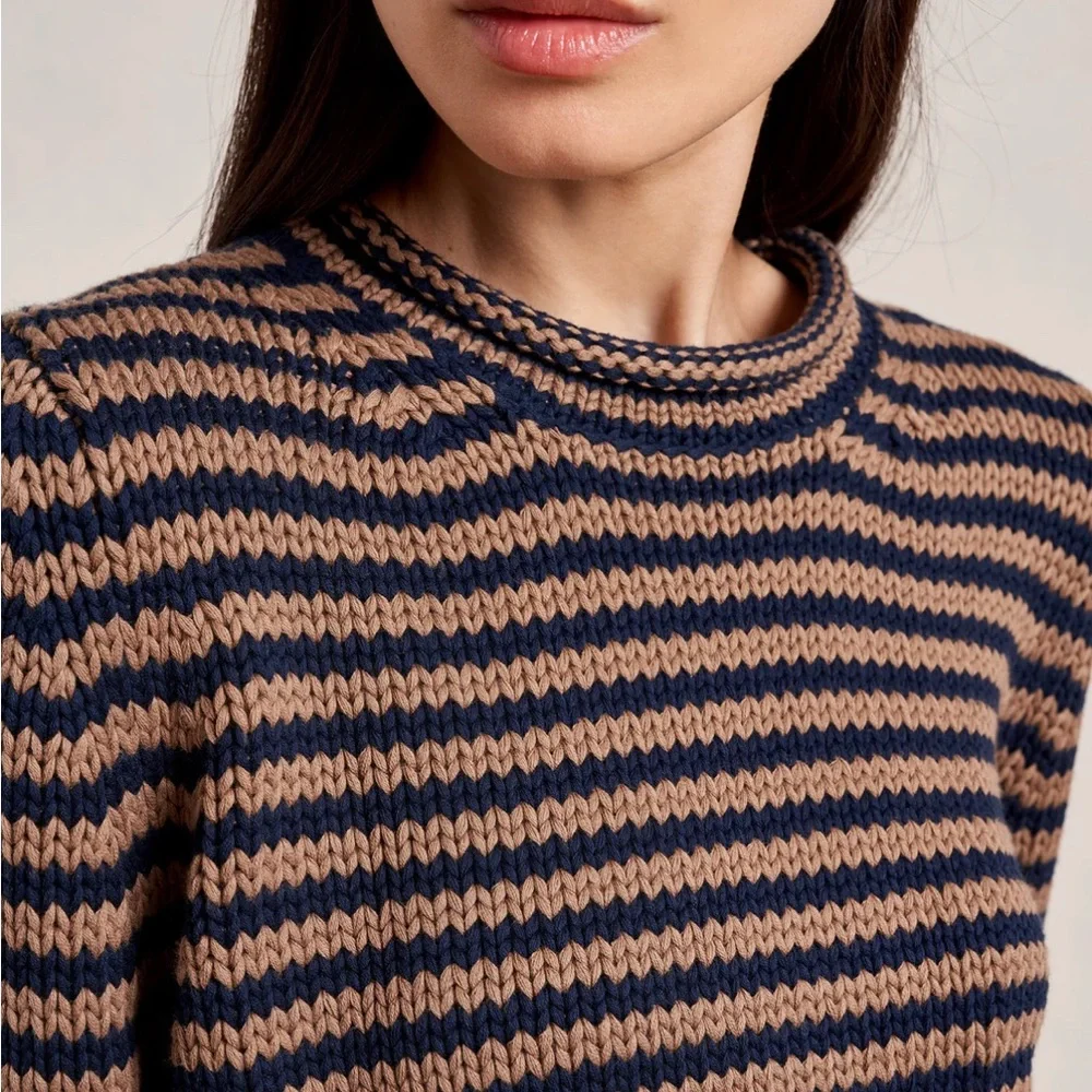 La Ligne Mini Marina Fine Stripe Sweater Navy/Brown, Small